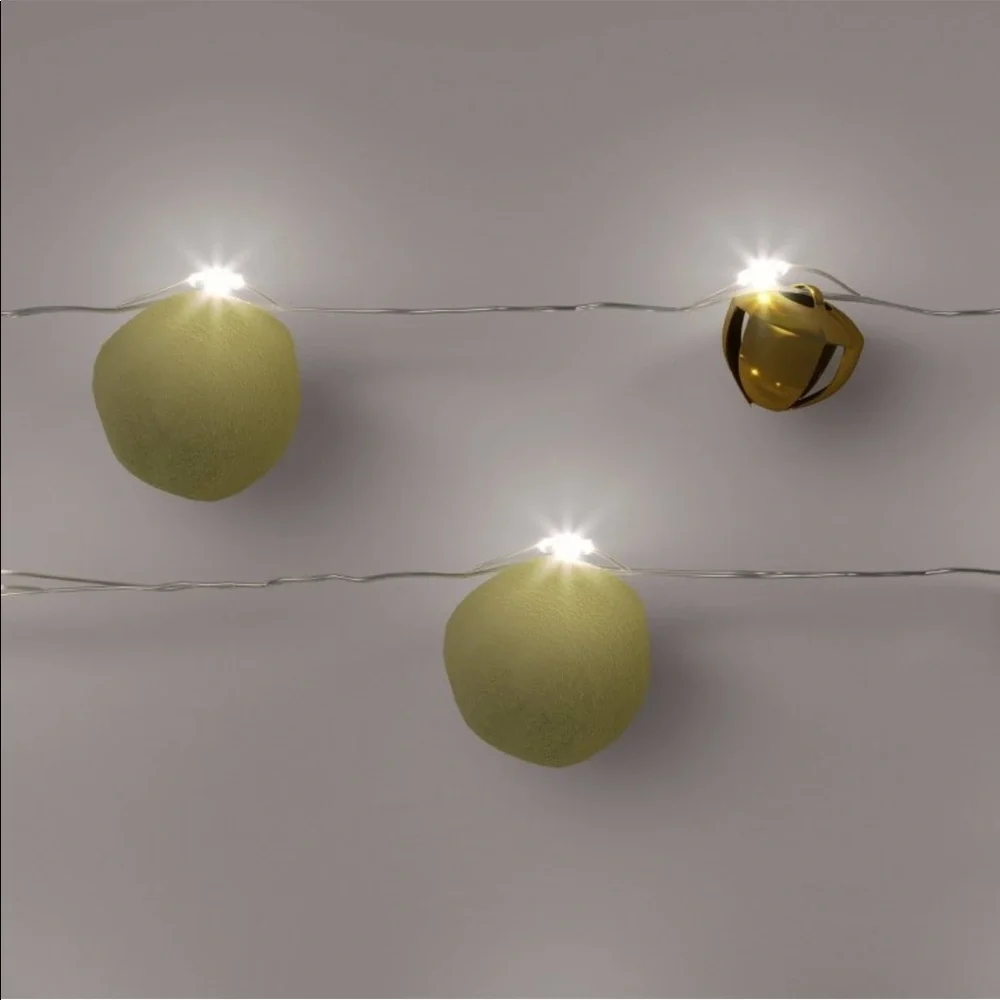 2 NWT Sets LED Fairy White Poms Bells Threshold Christmas decor lights holidays